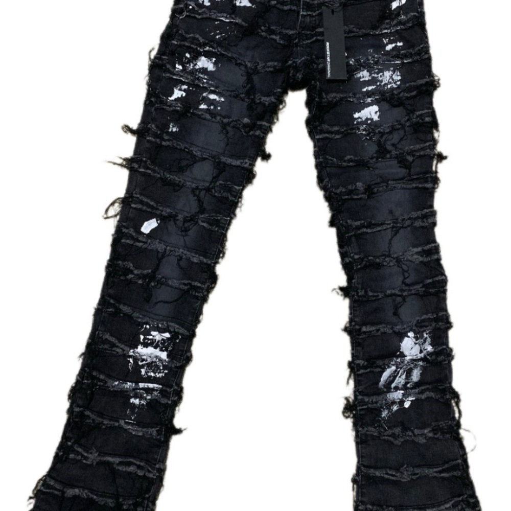 Garson Black Painter Stacked Flair jeans